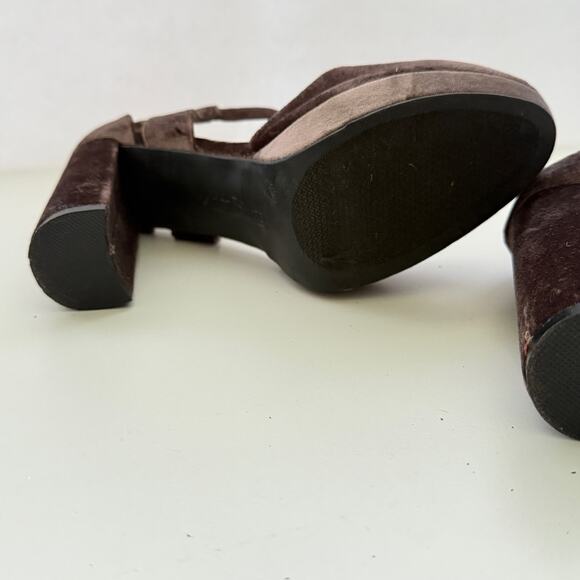 Hot Tomato Velvet Ankle Strap Block Heel Platform Heels Size 9.5M Night Out Y2K - Picture 5 of 11